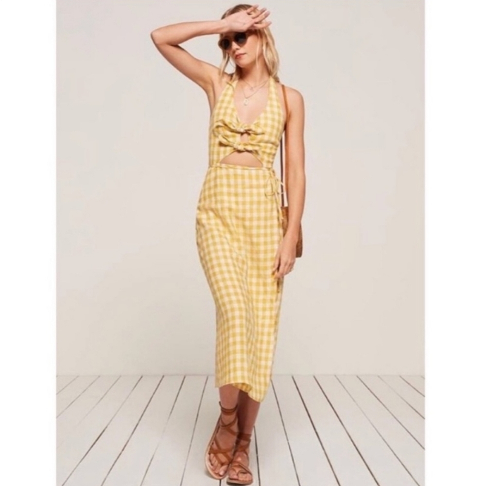 NWT Reformation Amalfi Gingham Midi Dress